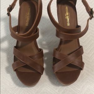 Used only once, beautiful brown platform high heels!